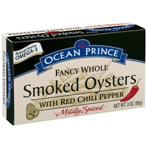 Ocean Prince Smoked Oysters With Red Chili Pepper, 3 Ounce Cans