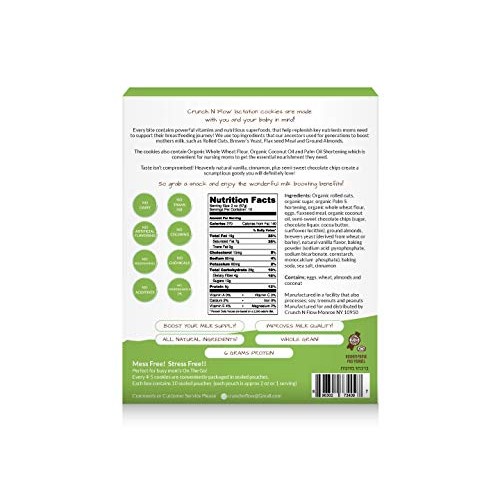 Crunch N Flow Lactation Chocolate Chip Oatmeal Cookies 10 Packs