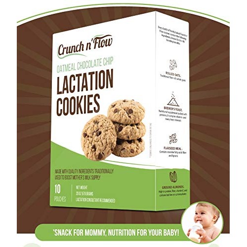 Crunch N Flow Lactation Chocolate Chip Oatmeal Cookies 10 Packs