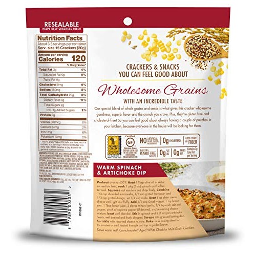 Crunchmaster Multi-Grain Crackers, Aged White Cheddar, 4 Oz. Pa