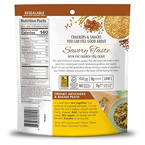 Crunchmaster Multi-Seed Crackers, Artisan Cheesy Garlic Bread, 4 Oz