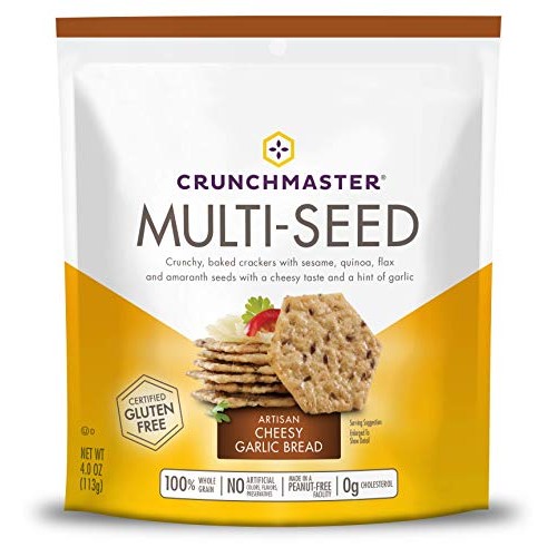 Crunchmaster Multi-Seed Crackers, Artisan Cheesy Garlic Bread, 4 Oz