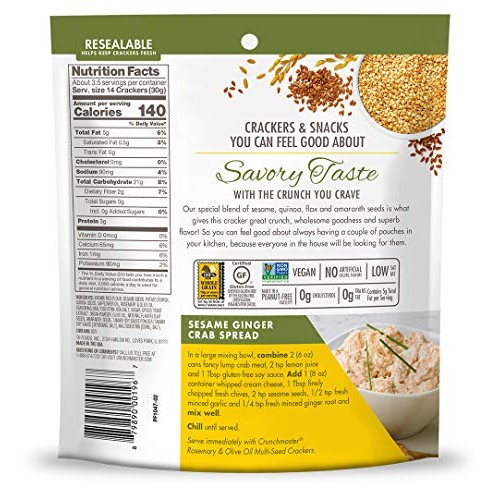 Crunchmaster Multi-Seed Rosemary &Amp; Olive Oil, 4 Ounce Bag, 12 Count