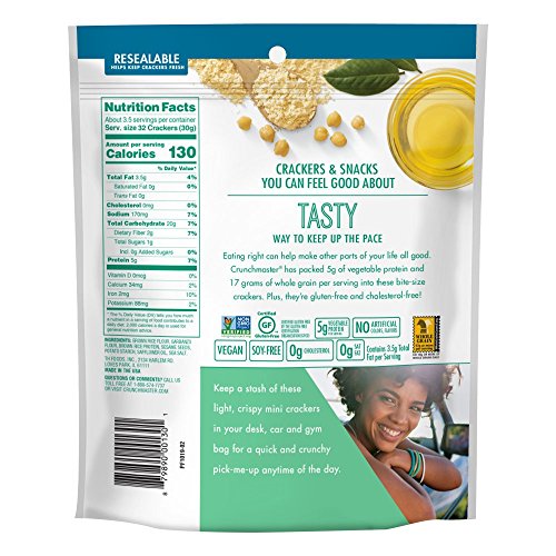 Crunchmaster Protein Snack Crackers, Sea Salt, 3.54 Ounce