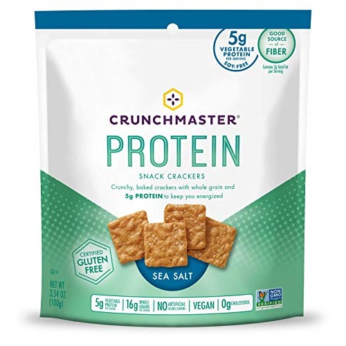 Crunchmaster Protein Snack Crackers, Sea Salt, 3.54 Ounce