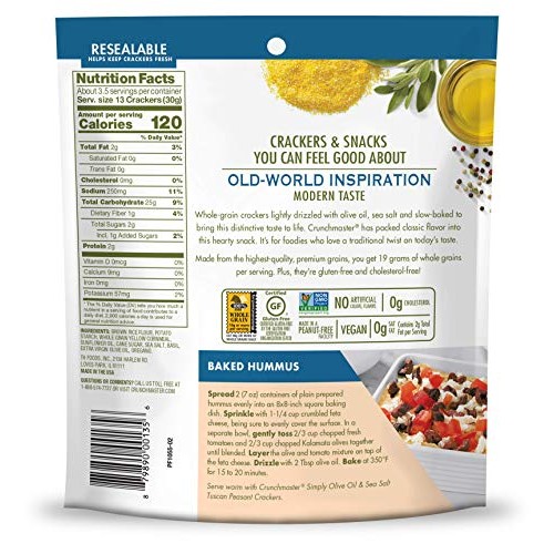 Crunchmaster Tuscan Peasant Crackers, Simply Olive Oil &Amp; Sea Salt