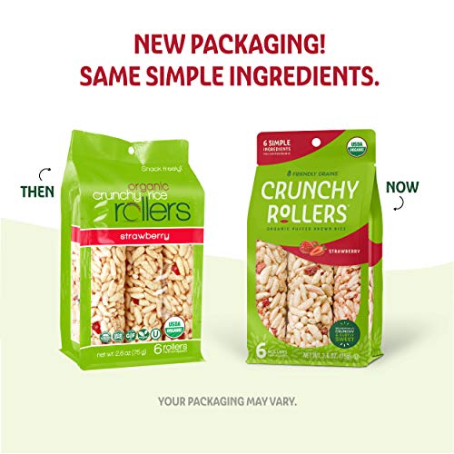 Friendly Grains - Crunchy Rollers - Organic Rice Snacks - Strawb