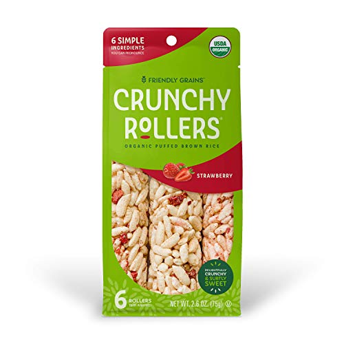 Friendly Grains - Crunchy Rollers - Organic Rice Snacks - Strawb