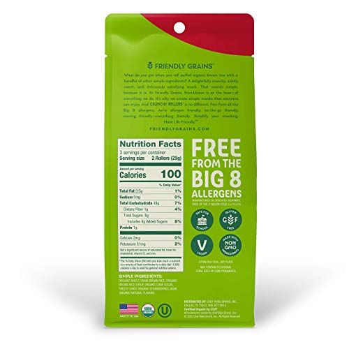 Friendly Grains - Crunchy Rollers - Organic Rice Snacks - Strawb