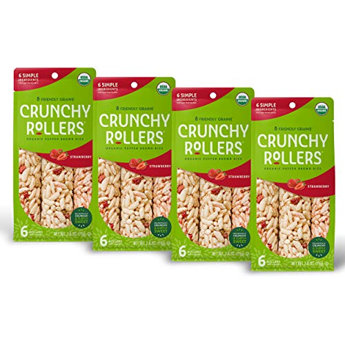 Friendly Grains - Crunchy Rollers - Organic Rice Snacks - Strawb