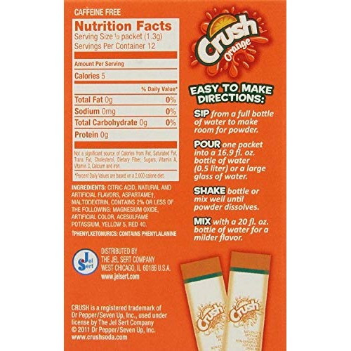 Crush Orange Sugar Free Singles To Go, 6 Packets/Box Pack Of 6