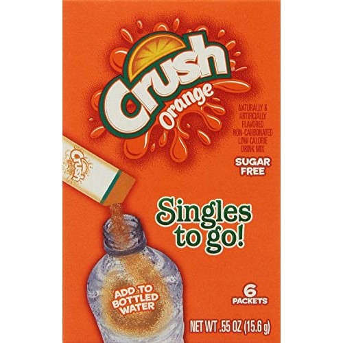 Crush Orange Sugar Free Singles To Go, 6 Packets/Box Pack Of 6