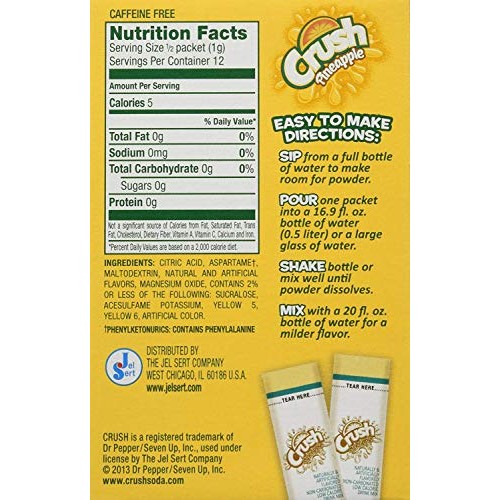 Crush Pineapple Singles To Go Drink Mix, 6 Ct Pack - 12