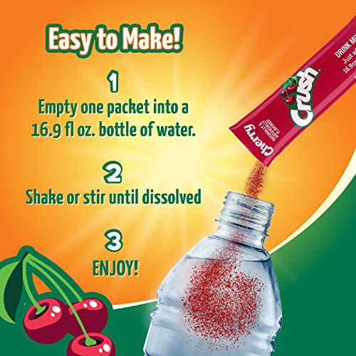 Crush, Cherry – Powder Drink Mix - 12 Boxes, 72 Sticks – Sugar
