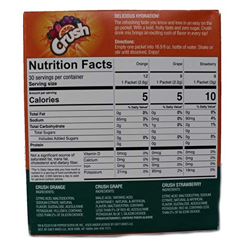 Crush Singles Grape, Orange, Strawberry To Go Sugar Free Drink M