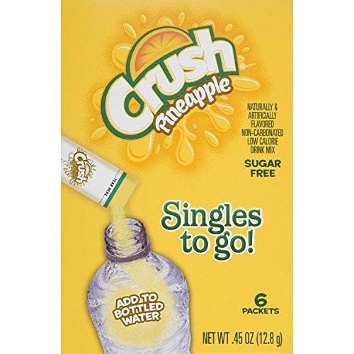 Crush Singles To Go Drink Mix, Pineapple, 6 Count Pack - 6