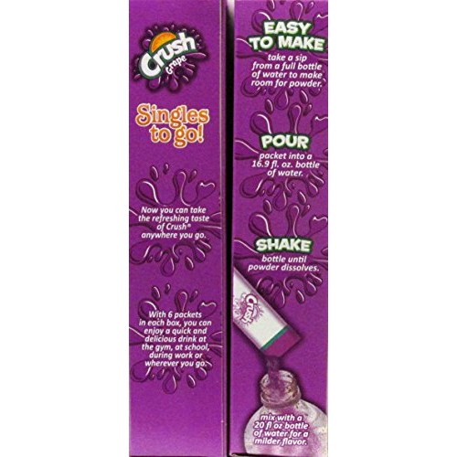 Crush Sugar And Caffeine Free Singles To Go Grape Flavor 6 Pack
