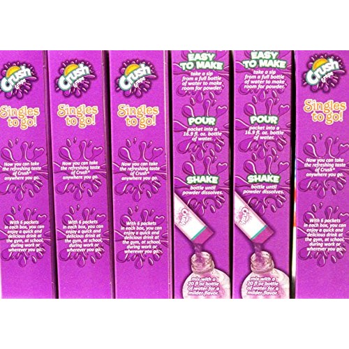Crush Sugar And Caffeine Free Singles To Go Grape Flavor 6 Pack