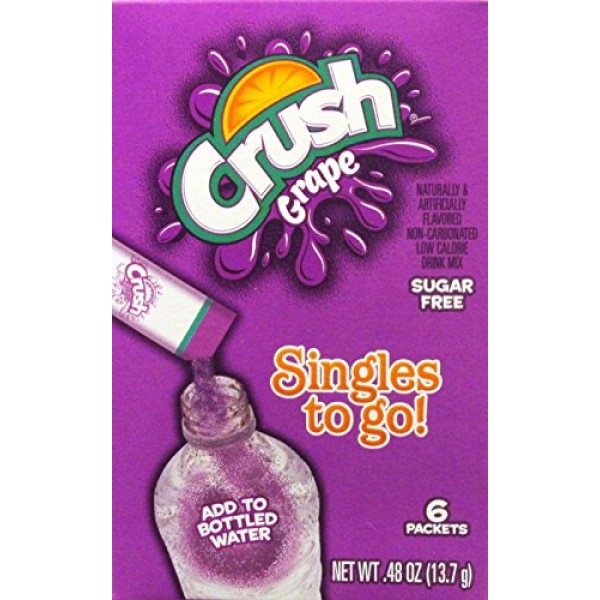 Crush Sugar And Caffeine Free Singles To Go Grape Flavor 6 Pack
