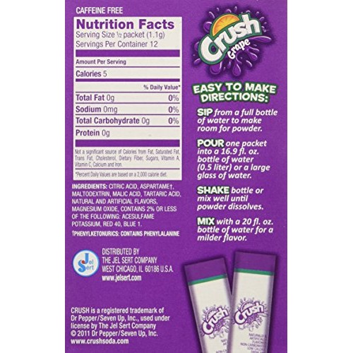 Lot Of 9 Boxes/54 Packets Grape Crush Sugar Free Singles To Go!