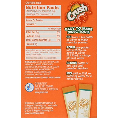 Lot Of 9 Boxes/54Packets-Orange Crush Sugar Free- Singles To Go!