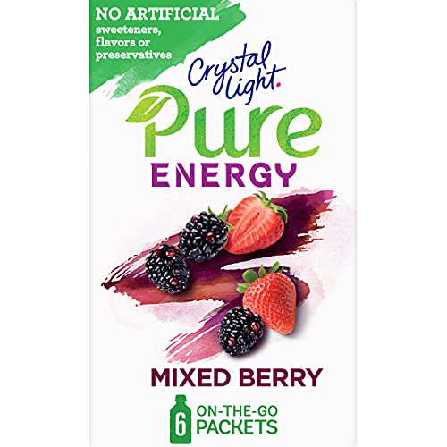 Crystal Light Pure Mixed Berry Energy Drink Mix With Caffeine An