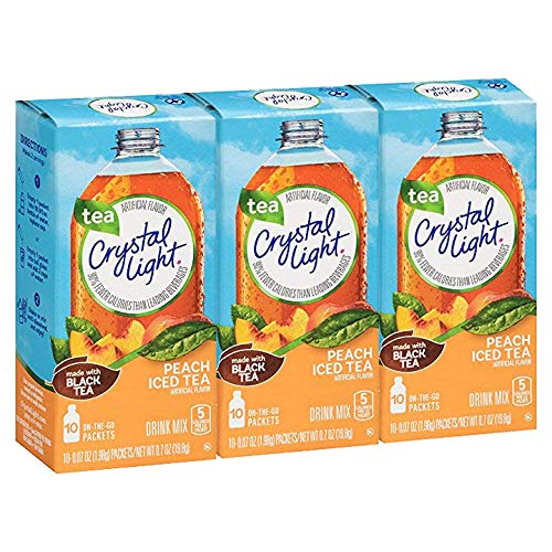Crystal Light On-The-Go, Peach Iced Tea Drink Mix, 10 Ct Pack O