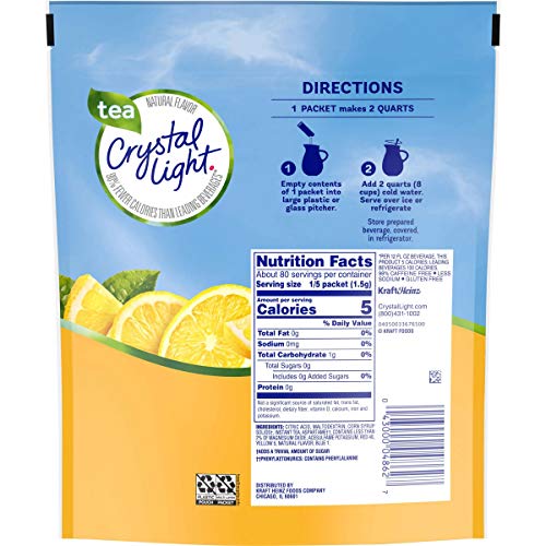 Crystal Light Natural Lemon Iced Tea 16 Pitcher Packs Makes 32 Q