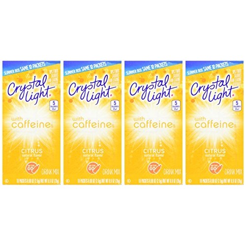 Crystal Light On The Go Citrus Caffeine, 10 Packets Pack Of 4