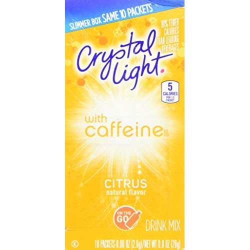 Crystal Light On The Go Citrus Caffeine, 10 Packets Pack Of 4