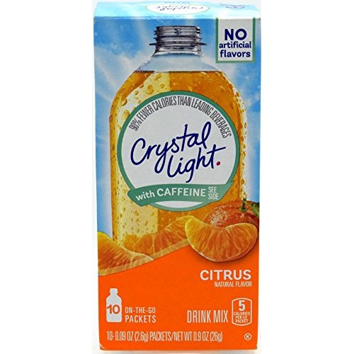 Crystal Light On The Go Citrus With Caffeine Drink Mix, 10-Packe