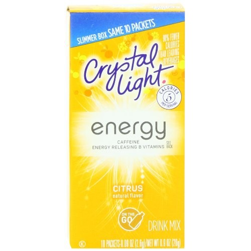 Crystal Light On The Go Energy Citrus, 10 Count Boxes Pack Of 12