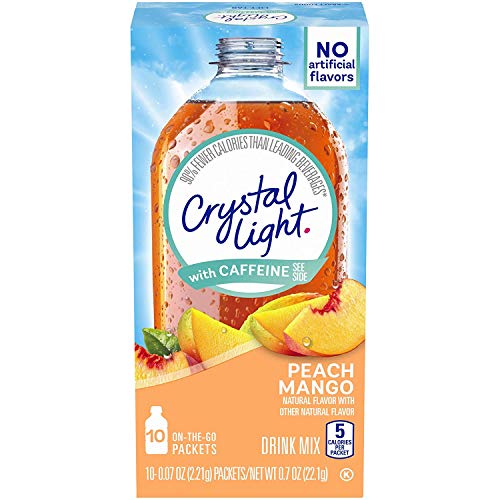 Crystal Light On The Go Peach Mango With Caffeine Drink Mix, 10-