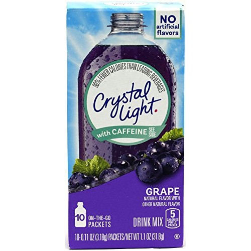 Crystal Light On The Go Grape With Caffeine Drink Mix, 10-Packet