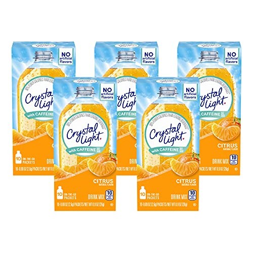 Crystal Light On The Go Citrus With Caffeine Drink Mix, 10-Packe