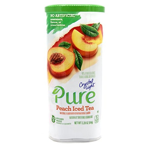 Crystal Light Pure Peach Iced Tea Drink Mix, 10-Quart Canister