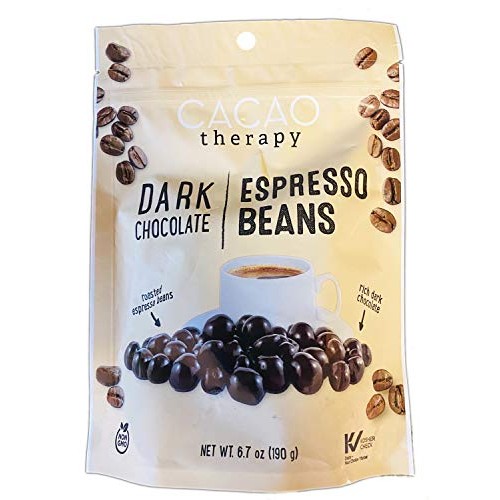Cacao Therapy Dark Chocolate Covered Espresso Beans 5.7 Oz! Made