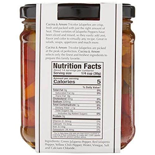 Cucina &Amp; Amore Sliced Tricolor Jalapeños, 14.5 Ounce