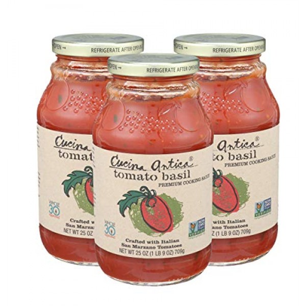 Cucina Antica Pasta Sauce, Tomato Basil, 25 Ounce Pack Of 3