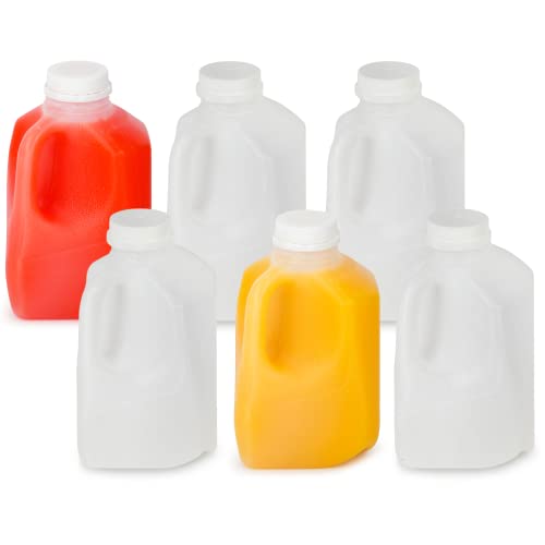 Juice Bottles – Set of 6 HDPE Plastic Juice Bottles with Caps – ...