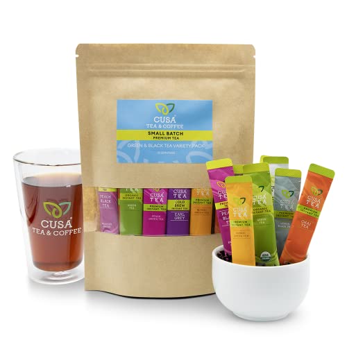 Cusa Tea & Coffee, Green & Black Tea Variety Pack. Premium Insta...