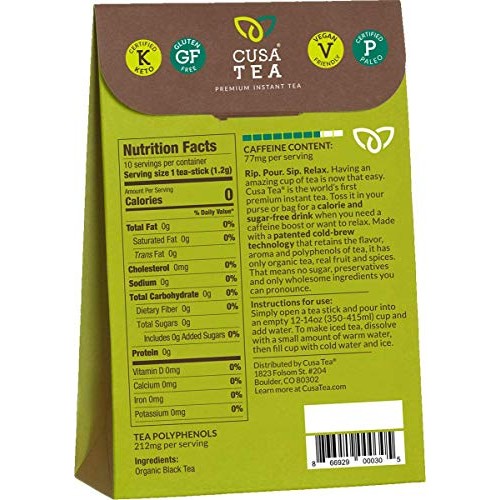 Cusa Tea: Organic English Breakfast Premium Instant Tea - 100% O