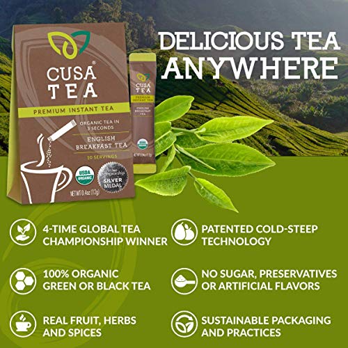 Cusa Tea: Organic English Breakfast Premium Instant Tea - 100% O