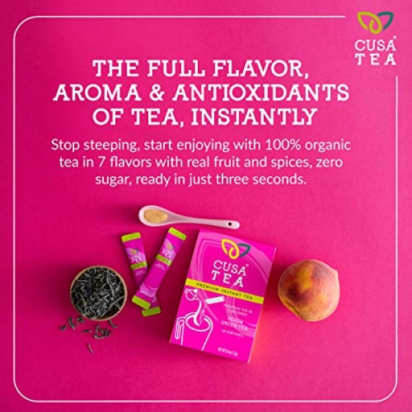 Cusa Tea: Peach Green Premium Instant Tea - Real Fruit and Spice...