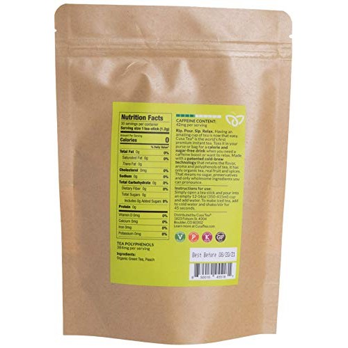Cusa Tea: Peach Green Premium Instant Tea - Real Fruit And Spice