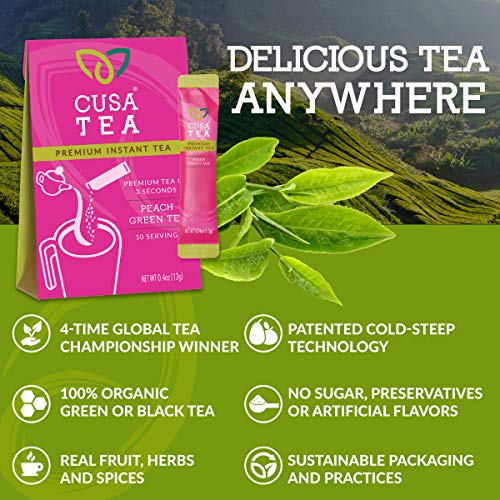 Cusa Tea: Peach Green Premium Instant Tea - Real Fruit And Spice