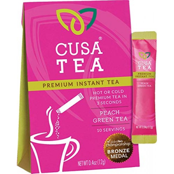 Cusa Tea: Peach Green Premium Instant Tea - Real Fruit and Spice...