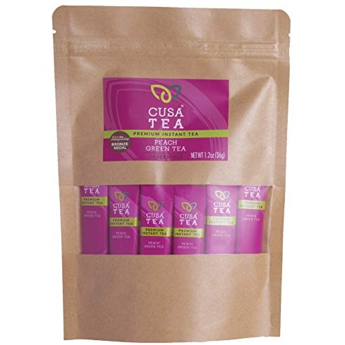 Cusa Tea: Peach Green Premium Instant Tea - Real Fruit And Spice