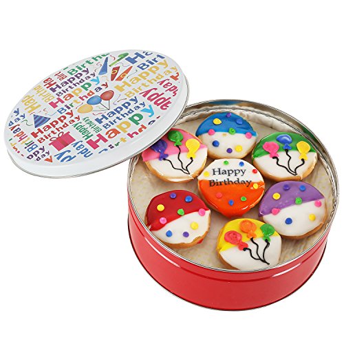 Happy Birthday Cookie Gift Basket Tin Filled With 21 Individuall