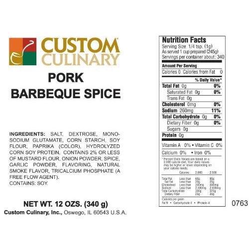 Custom Culinary Pork Barbeque Spice, 12 Ounce